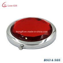 Miroir de maquillage de diamant rouge rond de cadeau promotionnel de luxe